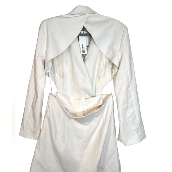 Zara Size L NWT Ivory Long Sleeve Back Vent Blazer Jumpsuit Romper (0432) - Picture 6 of 15